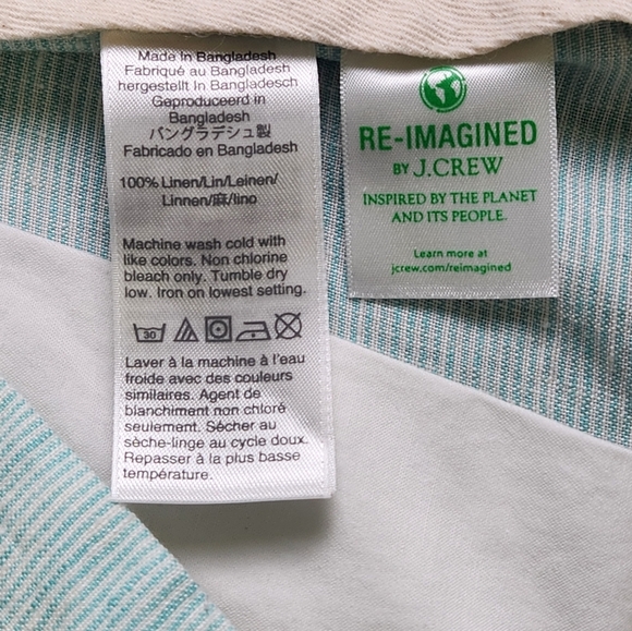 J Crew Linen Shorts Men’s 35 Green White Striped 9” Inseam Casual Lightweight - Picture 7 of 7